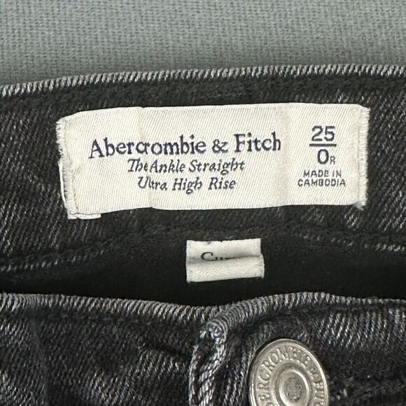 Abercrombie Fitch Curve Love Ultra High Rise Ankle Straight Jean Womens 25 Black - Picture 11 of 14